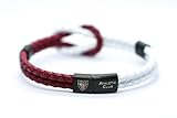 Athletic Club Pulsera de Piel Trenzada Roja y Blanca con Nudo Marinero, Cierre Magnético de Acero Lacado, Producto Oficial