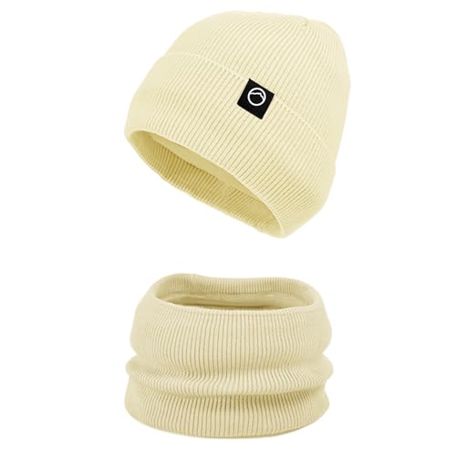 Winter Beanie Hat Scarf Set For Men Women,Skull Cap with Warm Fle...