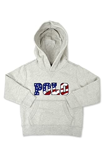 POLO RALPH LAUREN Boys Kids Chenille USA Logo Front Hooded Sweater,
