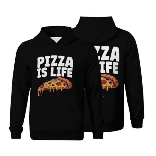 Kids Cute Pizza Lovers Italian Food Boys Girls Lightweight Kangaroo Pocket Fleece Hoodies
