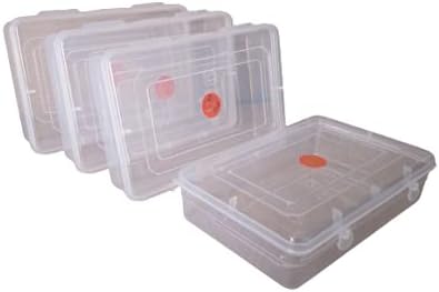 NAKODA Galaxy Clear Plastic Container For Storage, Organizer Box With Attached Lid Set of 4 Pcs (Small Size - 6 25 L X 4 72 W X 1 70 H Inches) Rectangular