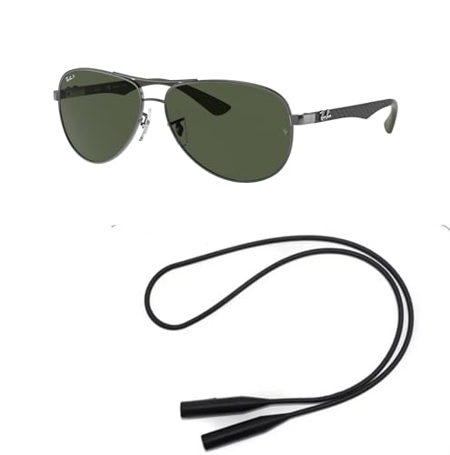 Ray-Ban RB8313 Sunglasses Bundle: RB 8313 CARBON FIBRE 004/N5 Gunmetal Dark Green and Universal Anti-slip Silicone Leash2