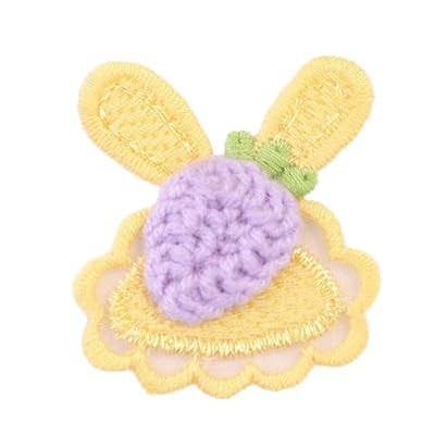 Toppa Ricamata 4 * 3,5 cm 30 Pezzi Piccoli Coniglietti all'Uncinetto Toppe Ricamate termoadesive Cinesi for Abbigliamento da Cucire for Jeans e Giacche(Yellow)