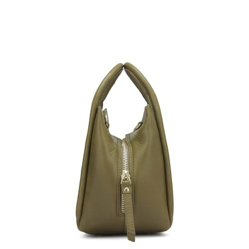 Image of Da Milano Genuine Leather Green Satchel (Small)