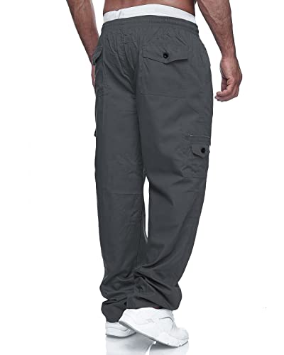 Thwei Mens Cargo Pants Casual Drawstring Athletic Jogger Sports Outdoor Trousers Grey M #TOP3
