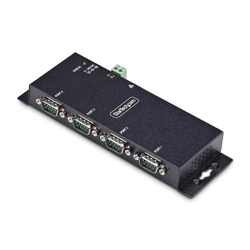 StarTech.com 4-Port Serial to Ethernet Adapter, IP Serial Device Server for Remote RS232 Devices, Wall/DIN Rail, LAN to DB9, TAA