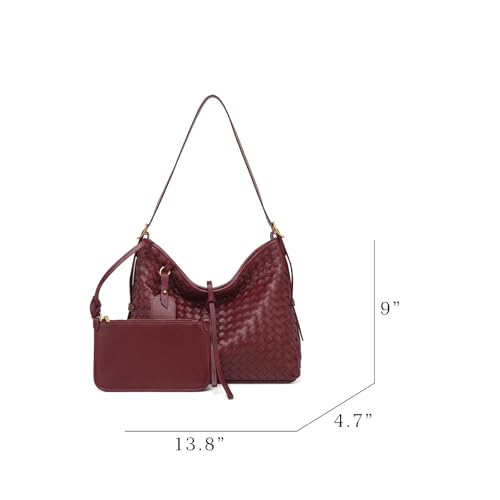 Image of Woven Leather Tote Bag For Women Crossbody Shoulder Bag Large Hobo Handbags Vegan Female Bag Vegetable Basket