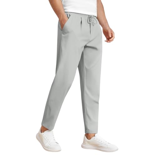 WENKOMG1 Casual Pants for Men Elastic Waist Drawstring Tapered Lightweight Breathable Slim Fit Summer Lounge Pants3