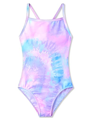 Image of TENVDA Girls One Piece Swimsuits Sport Halter Swimwear Beach Bathing Suit