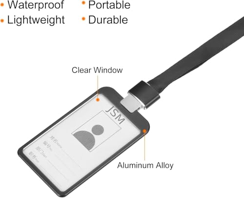 Image of Vertical i- Cards| Hard Metal ID Card Holder /Badge for Office| Compatible with Various Clips, Lanyards, and Retractable Badge Reels (Pack of 3, Black)