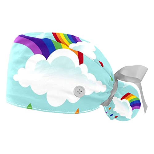 Chapeaux bouffants JDEZ 2PCS avec motif arc-en-ciel pour le travail quotidien