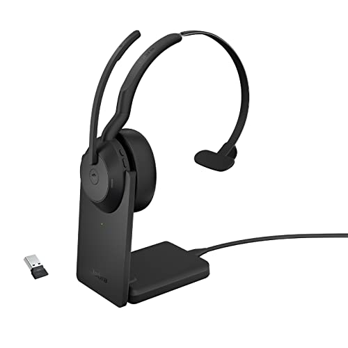 Jabra Evolve2 55 - schnurloses Mono-Headset mit Ladestation Air Comfort - Mikrofone mit Geräuschunterdrückung und ANC für MS Teams Zertifiziert mit Anderen Plattformen kompatibel - Schwarz