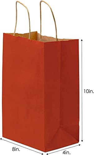 Image of Gift Bags, Red Paper Bags - 10 pcs 8x4x10 inch Small Return Gift Bag with Handles for Birthday, Party Favor- Craft Totes-Paper Carry Bags- Gift Covers (Pack of 10)