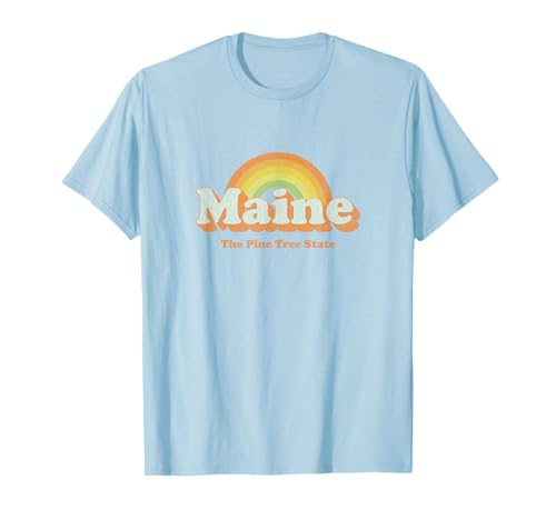 Retro Maine Camiseta Vintage 70s Rainbow Tee Design Camiseta