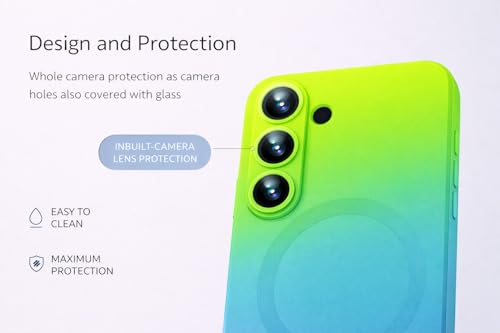 Image of amazon basics Gradient Mag-Safe Case for Samsung Galaxy A56 5G | Soft Silicone Shockproof Cover with Camera Protection | Slim Lightweight Design | Smooth Touch & Durable - Green & Blue