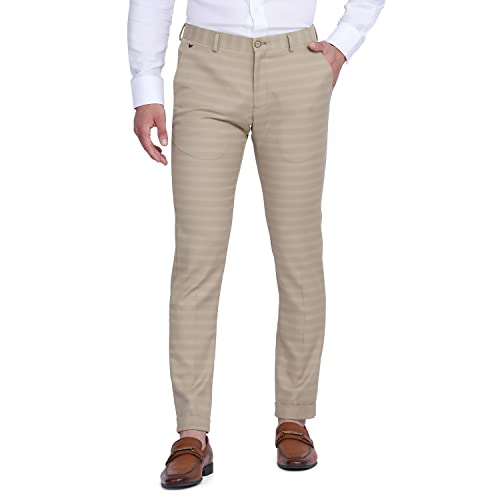 Image of blackberrys Stripes Polyester Viscose Slim Fit Mens Trousers (S22BB45A2IS22F1-P)