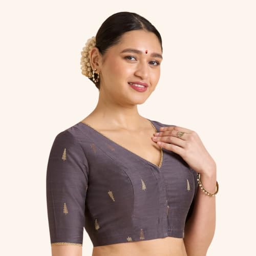 Image of Studio Shringaar Women's Handloom Cotton Silk Readymade Saree Blouse with Underarm Sweat Pads (Pack of 14 Pads)