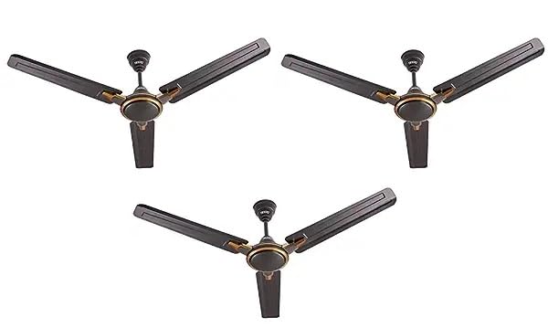 Image of USHA Racer Chrome 1200mm 50 Watt Energy Efficient 1 Star Rated Power Saving High Speed Decorative Ceiling Fan (Smoke Brown) Pack of 3