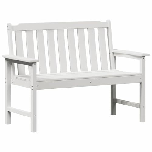 vidaXL Banco de jardín Blanco 120 cm. Asiento Exterior Duradero. Muebles de Madera Elegantes, Ideales para relajarte en el balcón. Capacidad para 2 Personas. Silla cómoda y Resistente a la intemperi