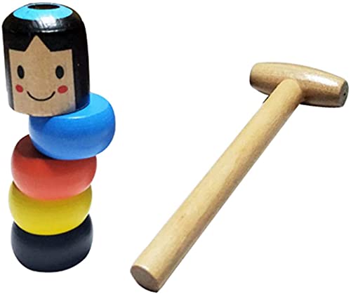 Uposao 2 unidades de juguete mágico, irrompible, de madera, para hombre, juguete mágico, divertido marioneta Daruma con magia de madera para hombre, accesorios de Navidad Cover