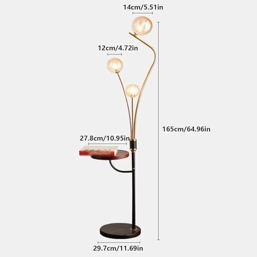 Lámpara de pie con bandeja de madera maciza y puertos USB de diseño elegante 3