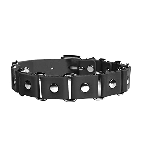 Manfnee Punk Nieten Halskette PU Leder Halsband Damen Spike Halskette für Männer Frauen Gothic Schmuck