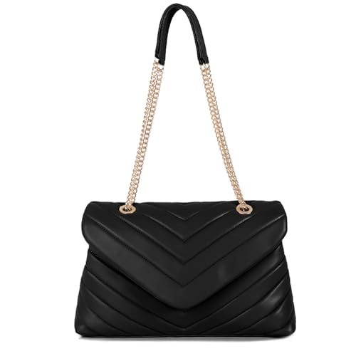 Image of Women Shoulder Bag, Fashionable Quilted Vegan leather Crossbody Purses with Adjustable Chain Designer Purses