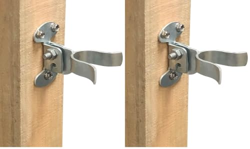 Image of 1-5 /8 inch Flat Back Wall Mount Fork Gate Latch - Gate Latch Hardware with Screws or Lag Bolt for Gate Frames, Easily Mounts to Wooden Gate Post or Wall (Pack of 2)