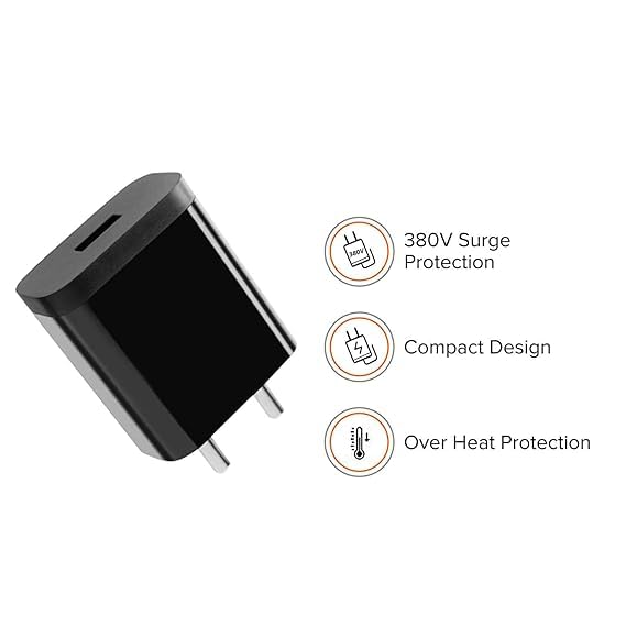 Image of Charger for Redmi 10A Sport Charger Original Adapter Like Wall Charger | Mobile Fast Charger | Android USB Charger with 1 Meter Micro USB Charging Data Cable (3 Amp, MI17, Black) (AX00218)