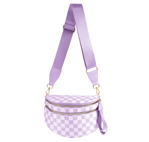 Image of FEIBOON Spacious Checkered Nylon Crossbody Bag Bum Bag Handbags Wallets for Women