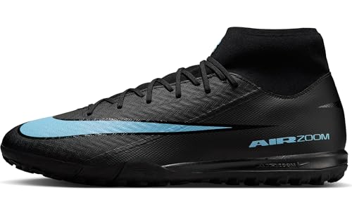 Nike Mercurial Superfly 10 Academy Turf High-Top Soccer Shoes (Black/Ice Blue)