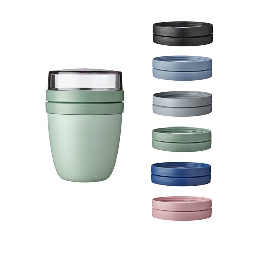Mepal | Lunchpot Vario Ellipse | erstelle dir deinen Lunchpot wie er dir gefällt | Praktischer Müslibecher | Geeignet für Tiefkühler, Mikrowelle & Spülmachine | Nordic Sage