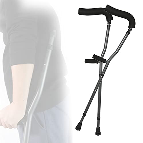 Kule przedramienne dla dorosłych (2 sztuki), kule aluminiowe w kształcie litery F z wytrzymałymi antypoślizgowymi gumowymi nóżkami, ergonomiczne uchwyty, obciążenie 130 kg Keep it in mind