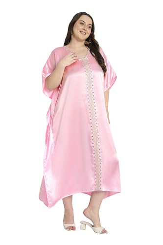 Women Embroidery Kaftan Dress Satin Silk Plus Size Soft Embroidered African Caftan Maxi Dresses for Ladies2