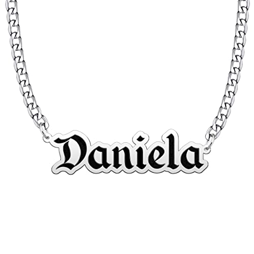 DemiJewelry Custom Name Necklace Engraved Gold Plated Personalized Sterling Silver Heart Crown Pendant Gift for Women