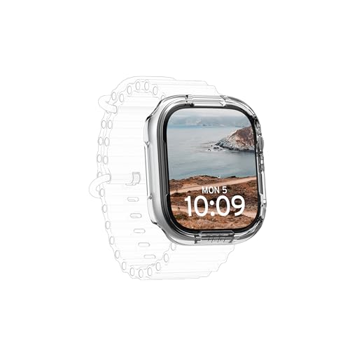 Image of URBAN ARMOR GEAR UAG Designed for Apple Watch Case 46mm iWatch Series 10, Scout Transparent Rugged Military Grade Dropproof Snap-On Protective Bumper Hard Case, Clear