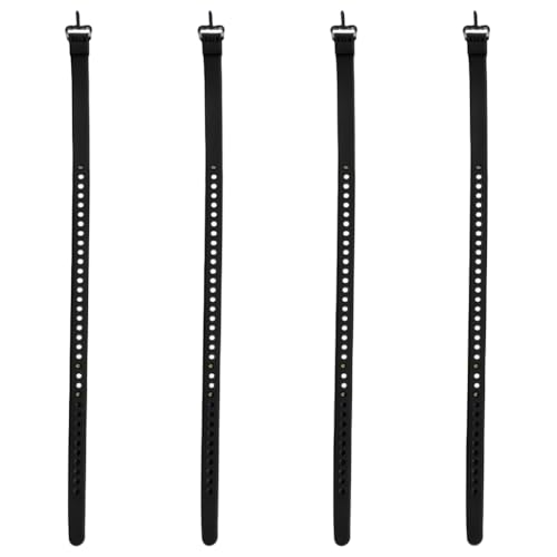 Valicaer Adjustable Tie Down Straps Pack of 4 Heavy Duty 50cm Orange Tie Down Straps with Aluminum Buckle for Securing Ski fixing Bundling Outdoor and Lashing Gear (Black)