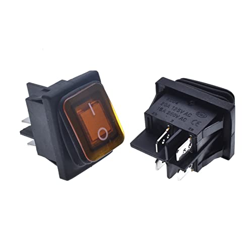 Interrupteur à bascule pour appareil ménager bouton 4 broches étanche jaune