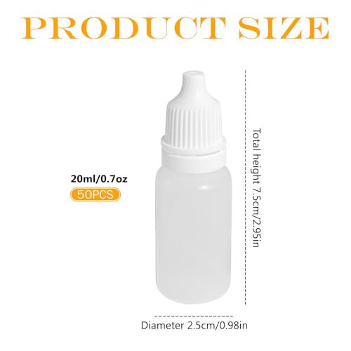erioctry 50Pcs 20ML Leere Plastiktropfen Tropfen Flaschen Tragbare Plastikflasche Nachfüllbare Flaschen Behälter (20ml)