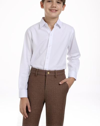 Boys Pants Slim Fit Tweed Suit Casual Sports Solid Color Formal Suit Pant for Boy Kids Wedding School3