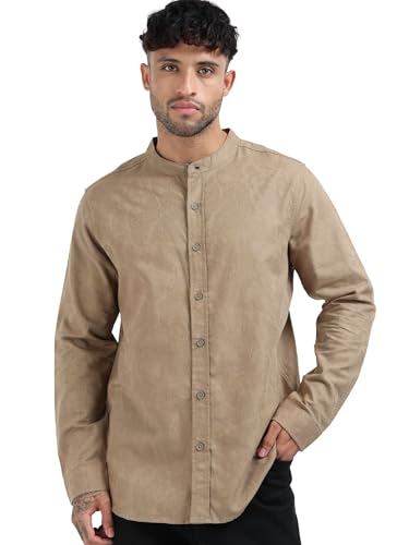 Image of StitchX Men's Full Sleeve Mandarin Collar Jacquard Shirt