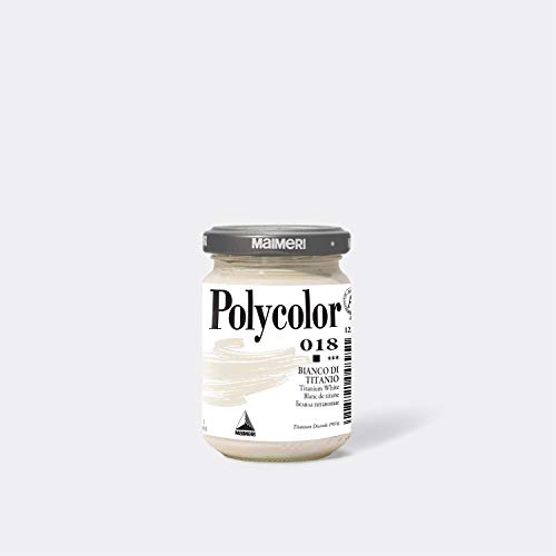 Maimeri POLYCOLOR 140 ml, Feine Vinylfarbe, Farbton TitanweiĂź M1220018