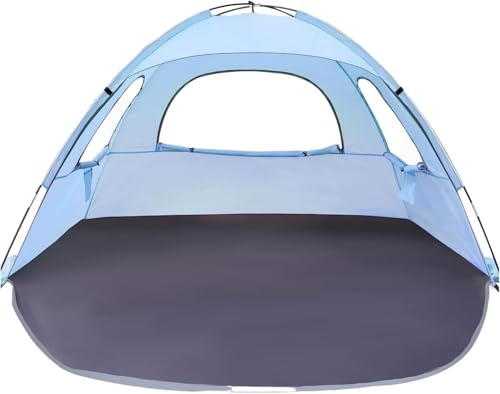 Livmorx サンシェードテント、ビーチテント、多人数用オーニング、UVカット、通気性、組み立て簡単、超軽量、屋外キャンプ、ビーチ、公園に最適 (210*140*115CM,ライトブルー)