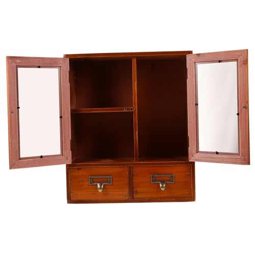 Yardenfun 木製壁面キャビネット 収納家具 両開き扉付き 家用 リビングルーム カウンタートップ収納 化粧品 アクセサリー 事務用品 整理整頓