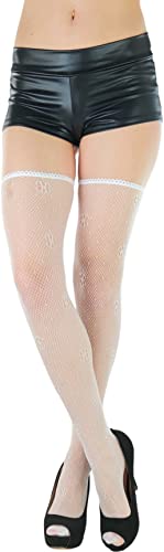 Image of ToBeInStyle Women's Sexy Nylon Versatile Fine Fishnet Thigh High Stockings w /Opaque Band
