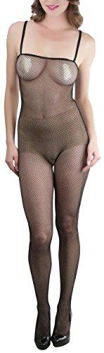 Image of ToBeInStyle Women's Bodystocking Crotchless Peek-A-Boo Fishnet Lace Bodysuit