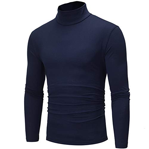 Mens Turtleneck Top Slim Fit Solid Base Thin Sweater Casual Long Sleeve Underwear Tops Male Cozy Blouse T-Shirt2