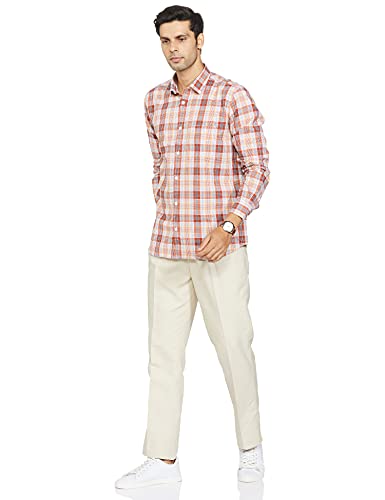 Image of Colorplus Men's Pure Cotton Checks Pattern Tailored Fit Spread Collar Full Sleeve Casual Shirt