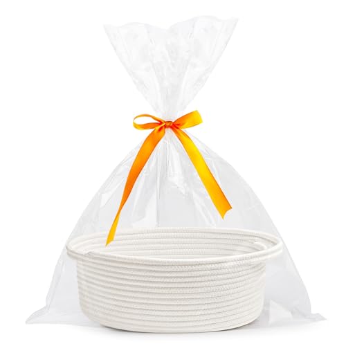 Pro Goleem Small Woven Burr Basket with Gift Bags and Ribbons Durable...