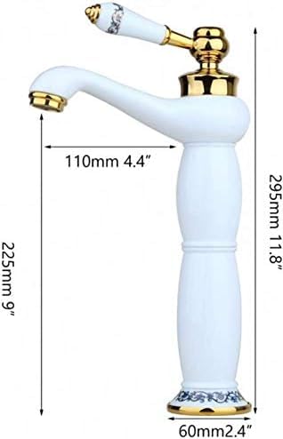 Robinet lavabo céramique dorée et blanc style luxe pour vasque